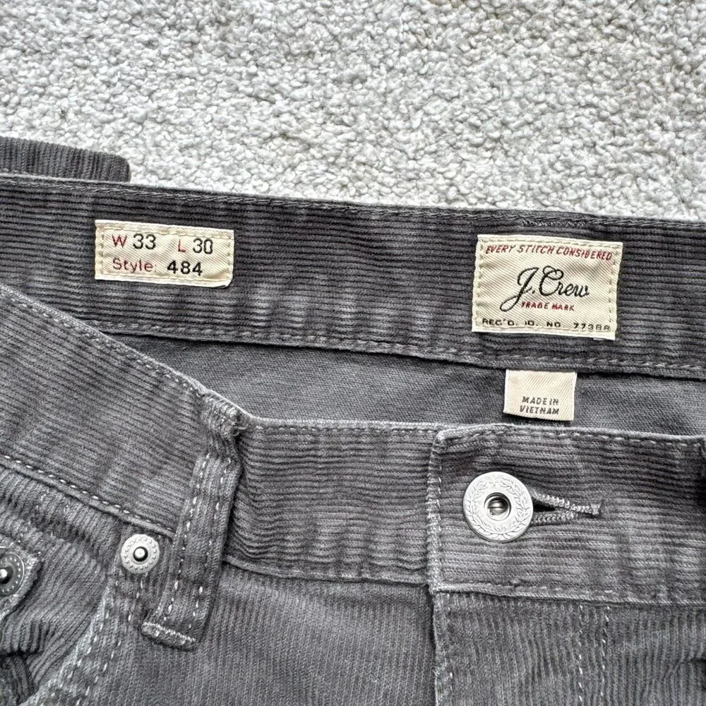 J Crew Gray Corduroy Reimagined Chino Slim Fit Pants